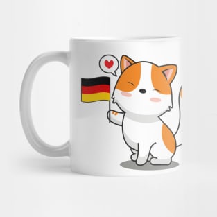 Cute Cat Holding Germany Flag Mug
